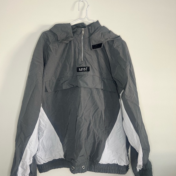 Boohooman Other - MAN Gray and White Windbreaker Jacket